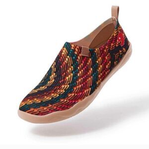 UIN Men's Casual Walking Travel Shoes Slip On Knitted Loafers Indian Soul Sz 9.5